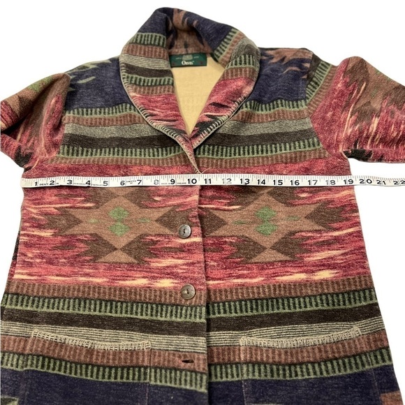Orvis Southwestern Cotton Fleece Aztec Coat Jacket Shawl Collar Runs Large. - Picture 5 of 10